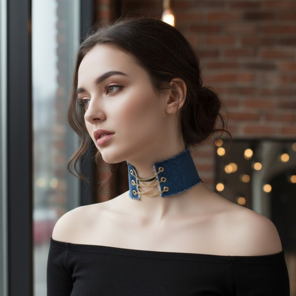 Дънков чокър с метални верижки D45