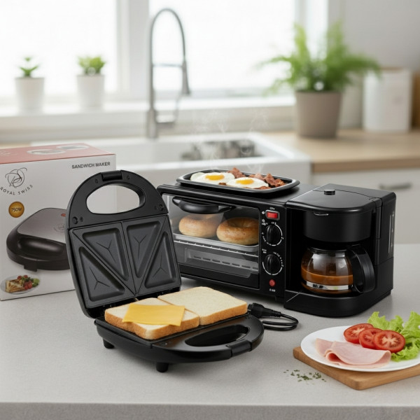 Печка, тостер и кафемашина – 3в1 TV1053 + ПОДАРЪК Уред за сандвичи Royal Swiss SLS1057C 1