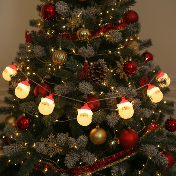 Коледна украса, светещи LED лампички с Дядо Коледа SD19 2