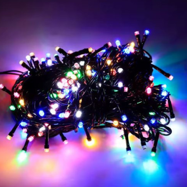 Цветни коледни лампички с черен кабел SD59 6