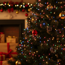 Цветни коледни лампички с черен кабел SD59