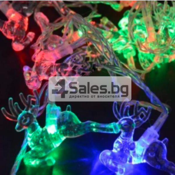 Многоцветни коледни LED лампички с еленчета - Многоцветни, дължина - 5м ,28бр лампички SD66
