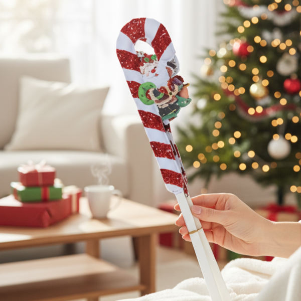 Коледно захарно бастунче с вълшебен дизайн 1