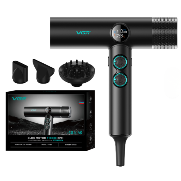 Професионален сешоар VGR с BLDC мотор 110 000 RPM – Йонна технология и дифузер 3