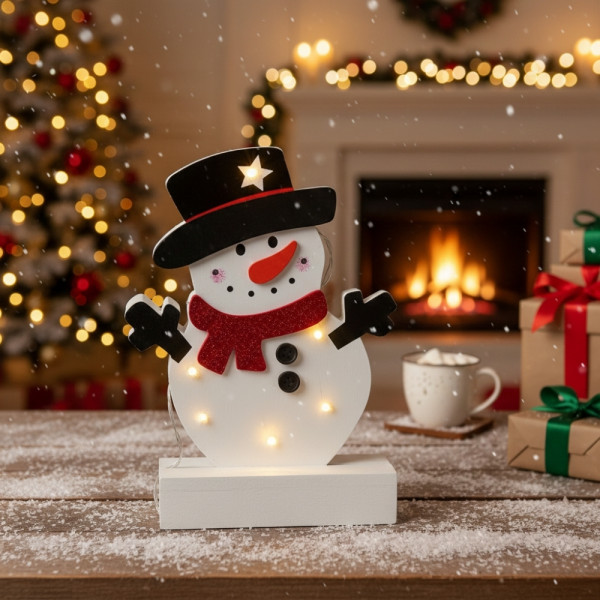 Светеща коледна украса във формата на снежен човек 25 см SD161 2