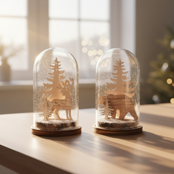 Коледна магия под стъклен купол - LED декорация T-4054