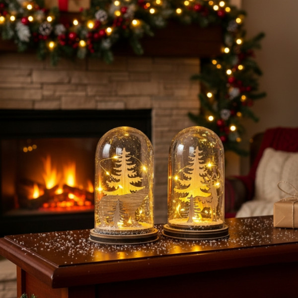 Коледна магия под стъклен купол - LED декорация T-4054