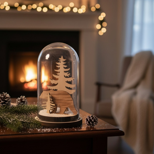 Коледна магия под стъклен купол - LED декорация T-4054