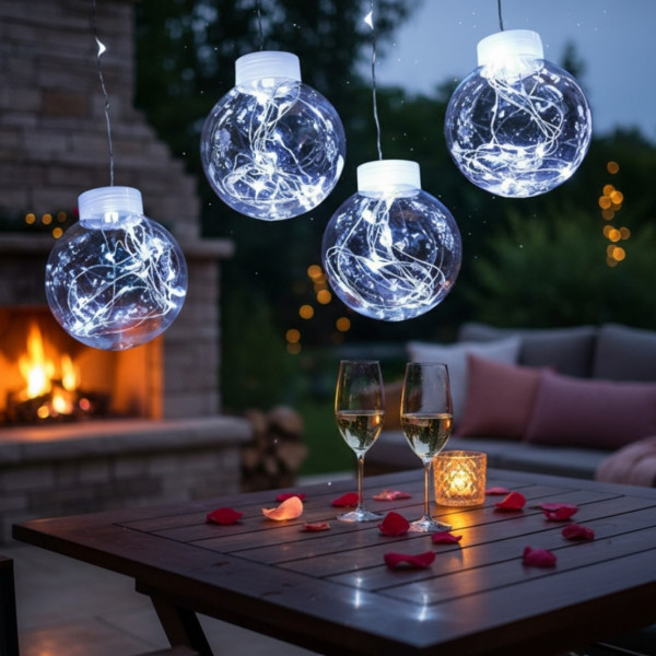 Празнични LED светлини топка с  10 топки в бяла студена и бяла топла светлина SD8