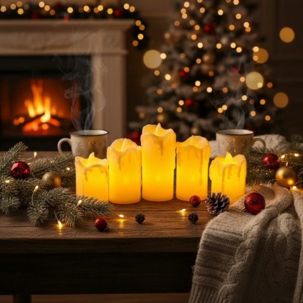 Комплект от бездимни, безпламъчни, работещи с батерии LED чаени свещи Diya за декорация - SD78