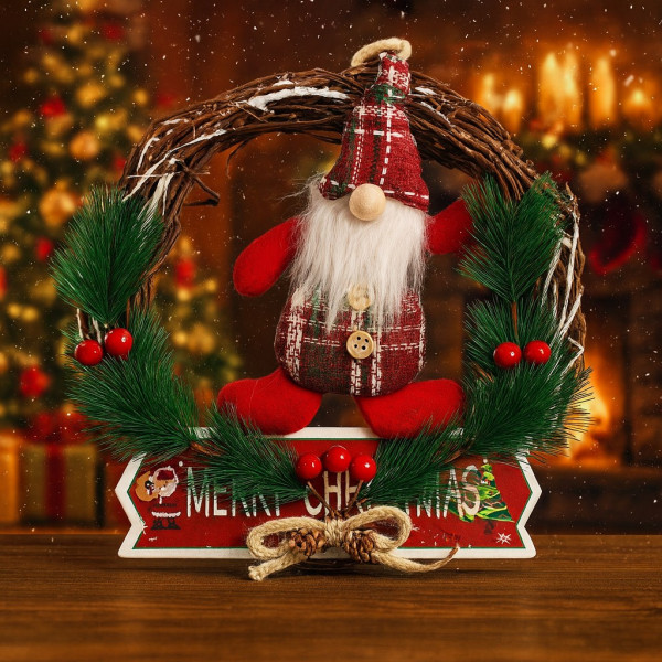 Ръчно изработен коледен венец с Джудже 4