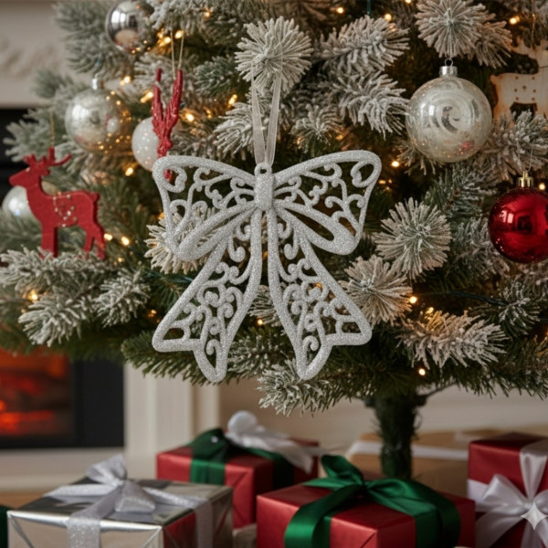 Коледна блестяща панделка за украса за елха 2