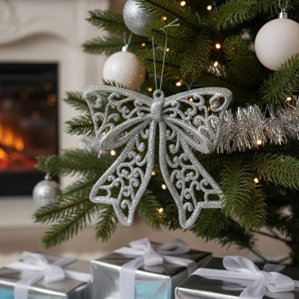 Коледна блестяща панделка за украса за елха 1