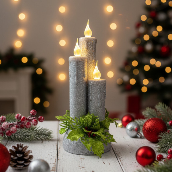 Коледна магия с три бляскави LED свещи T-4168 4
