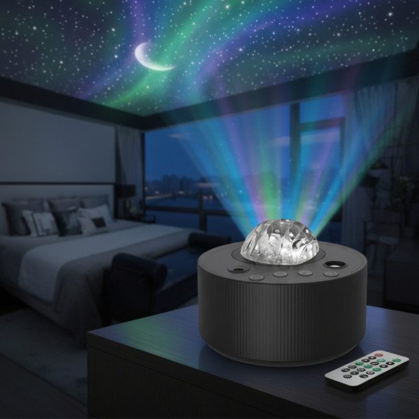 Лазерен проектор Северно сияние, RGB звездно небе, светлина бял шум