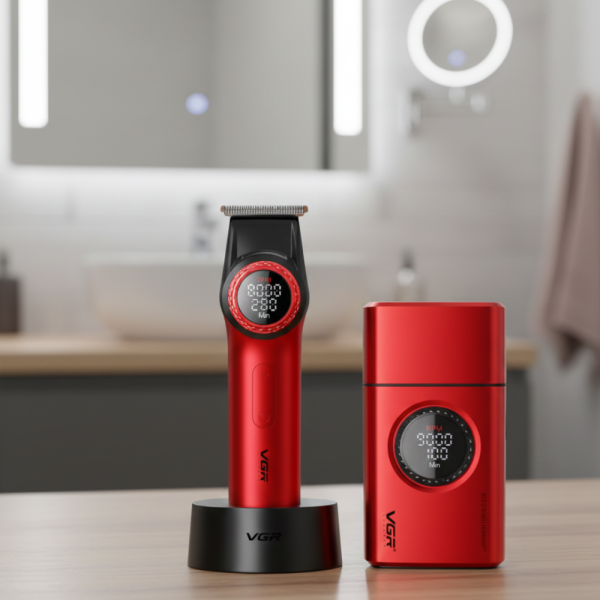 Професионален комплект 2в1 VGR – Машинка за подстригване + електрическа самобръсначка с Led дисплей 1