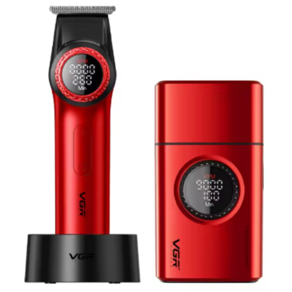 Професионален комплект 2в1 VGR – Машинка за подстригване + електрическа самобръсначка с Led дисплей