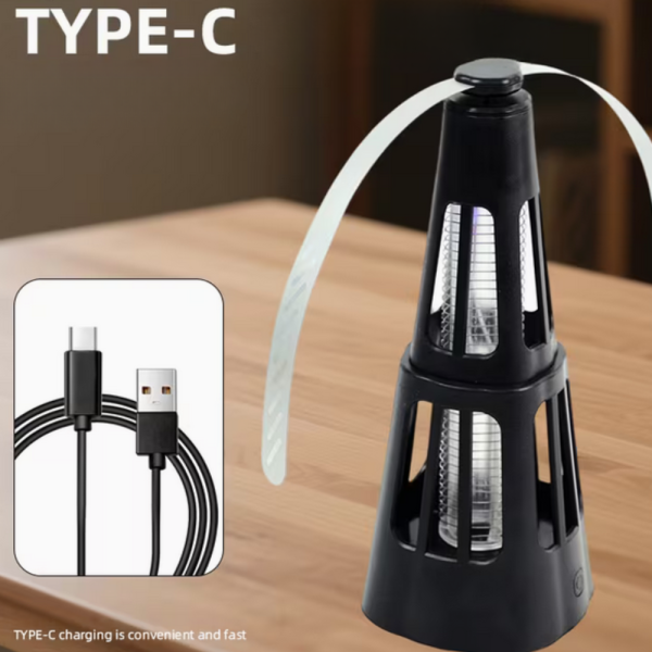 LED UV Капан за насекоми с USB зареждане – 2-в-1 Вентилатор за защита на храната