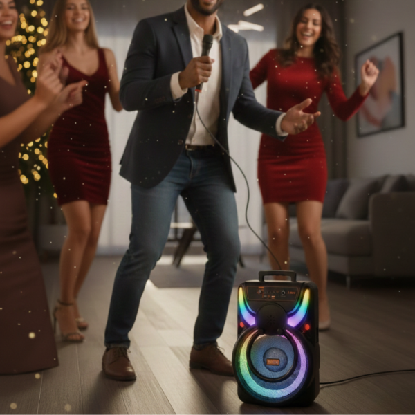 WSJAR E-8809 – Портативна караоке тонколона с микрофон и LED ефекти 3