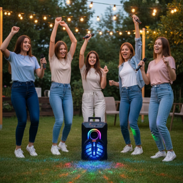 WSJAR E-8809 – Портативна караоке тонколона с микрофон и LED ефекти