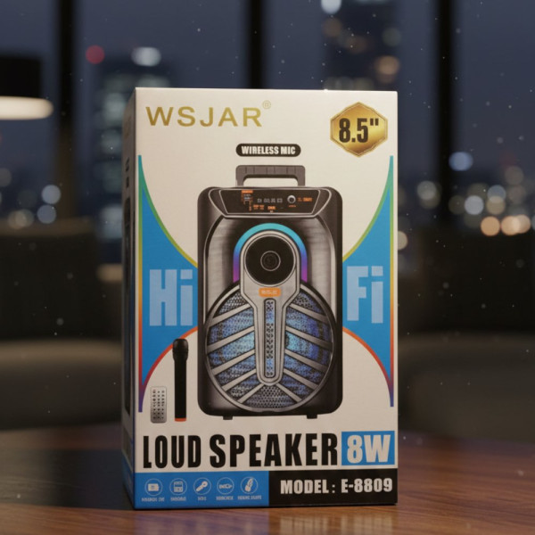 WSJAR E-8809 – Портативна караоке тонколона с микрофон и LED ефекти 6