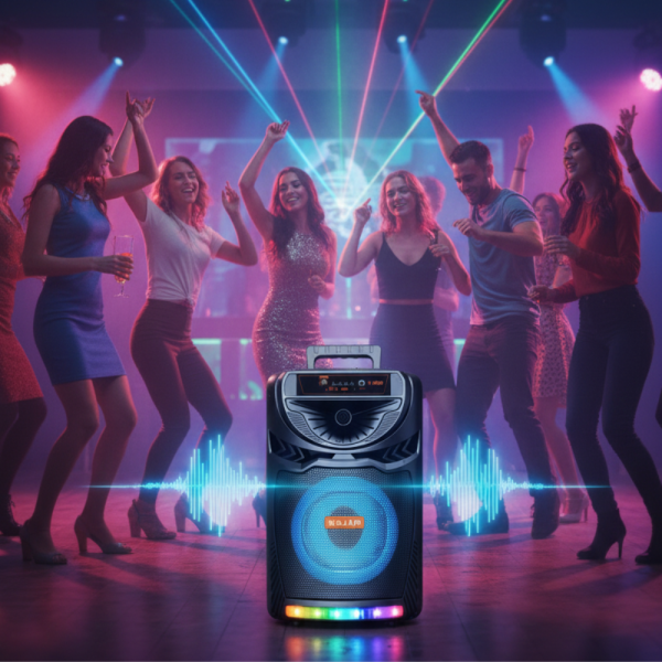 Bluetooth караоке колона с безжичен микрофон – 8,5″ говорител, LED светлини, TWS и FM радио