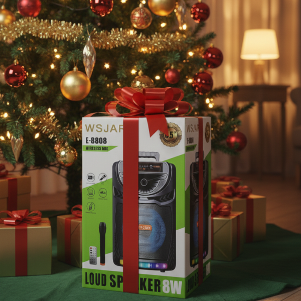 Bluetooth караоке колона с безжичен микрофон – 8,5″ говорител, LED светлини, TWS и FM радио