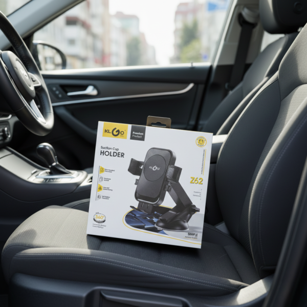 Стойка за телефон за кола KL GO Suction Cup Holder Z62 – 360° въртене, вендуза с гел, универсална съвместимост
