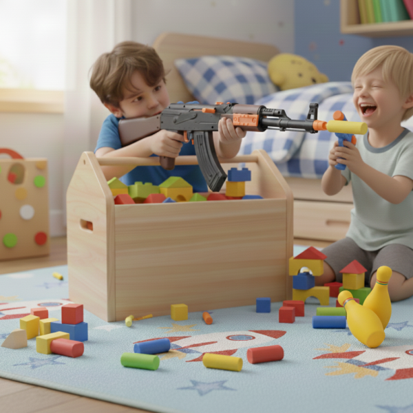 Играчка автомат AK-47 Калашников – 63 см, с меки патрони и мишени 1