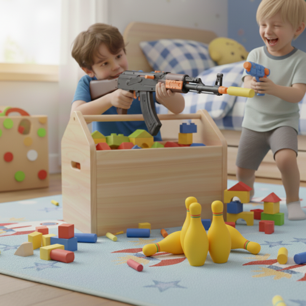 Играчка автомат AK-47 Калашников – 63 см, с меки патрони и мишени