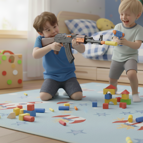 Играчка автомат AK-47 Калашников – 63 см, с меки патрони и мишени