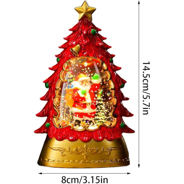 Коледна LED декоративна лампа с вода и брокат – празнична светлина и магия в елховиден дизайн