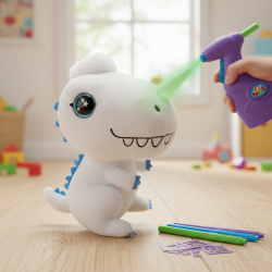 Плюшен динозавър за оцветяване с аерограф – креативен коледен подарък за деца