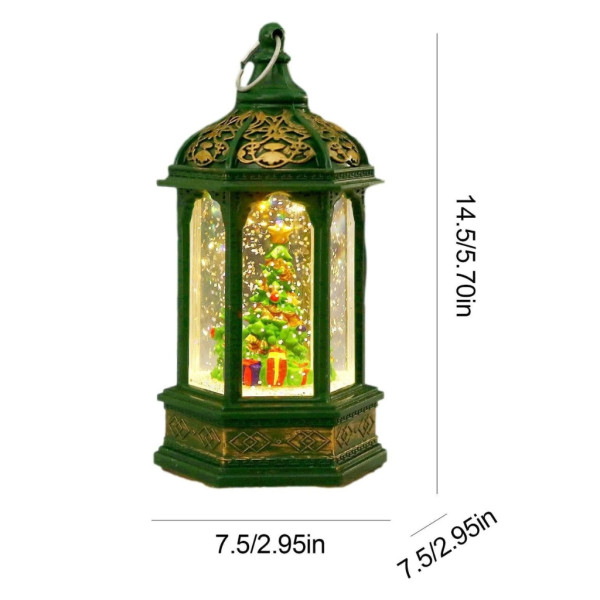 Коледен светещ фенер с въртящ се снежен ефект – уют и коледна магия