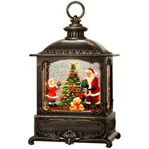 Коледен фенер с LED светлина, музика и таймер – празнична коледна декорация