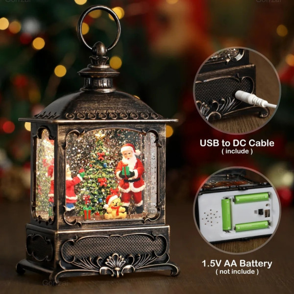 Коледен фенер с LED светлина, музика и таймер – празнична коледна декорация