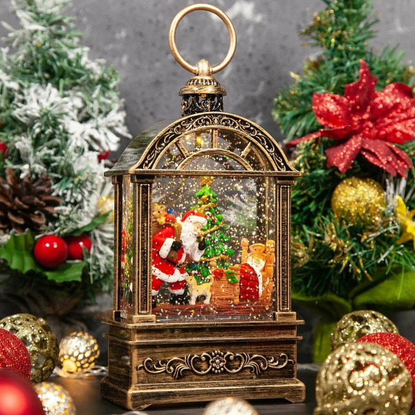 Коледен фенер с музика и снежен ефект – празнична лампа с LED светлина 2