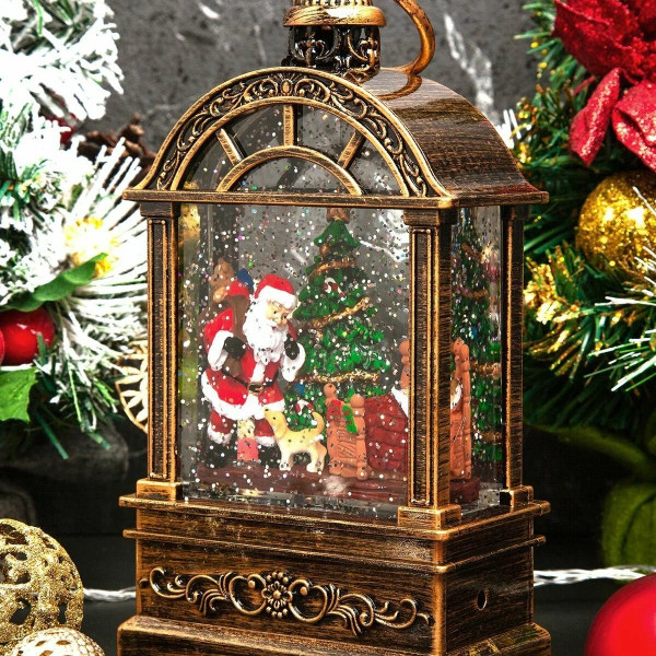 Коледен фенер с музика и снежен ефект – празнична лампа с LED светлина 4