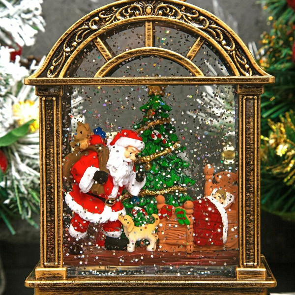 Коледен фенер с музика и снежен ефект – празнична лампа с LED светлина 7