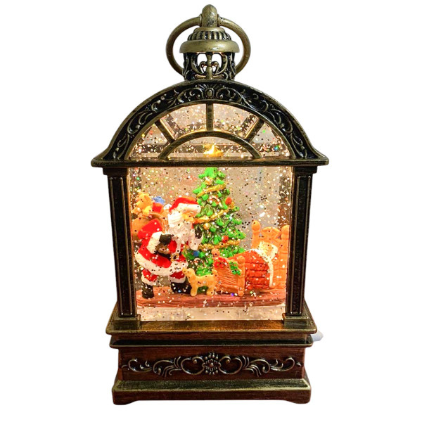 Коледен фенер с музика и снежен ефект – празнична лампа с LED светлина 8