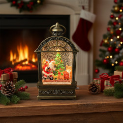 Коледен фенер с музика и снежен ефект – празнична лампа с LED светлина