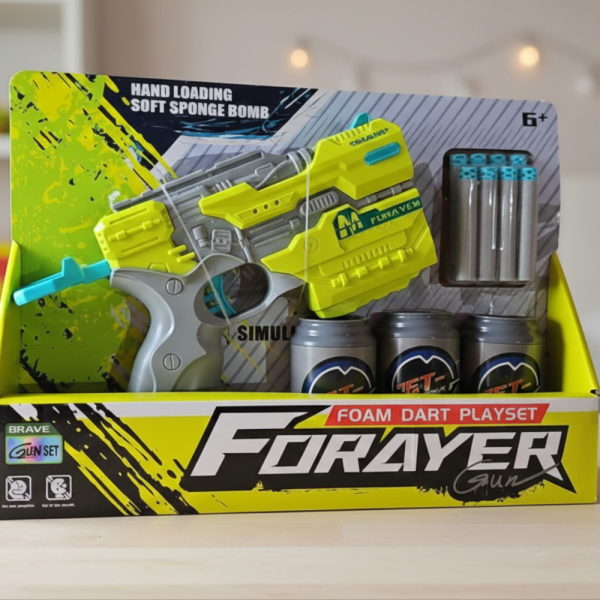 Пистолет с меки куршуми и мишени – забавна коледна играчка за активна игра