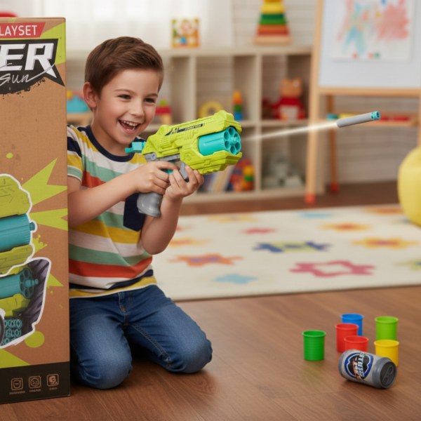 Пистолет с меки куршуми и мишени – забавна коледна играчка за активна игра