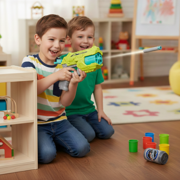 Пистолет с меки куршуми и мишени – забавна коледна играчка за активна игра