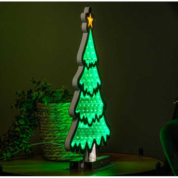 LED коледна елха с 3D светлинен ефект – модерна празнична декорация за дома