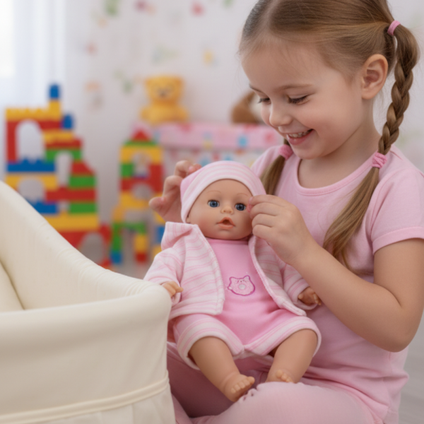 Кукла бебе с мигащи очички и зимни дрехи - Идеалният подарък за вашето дете