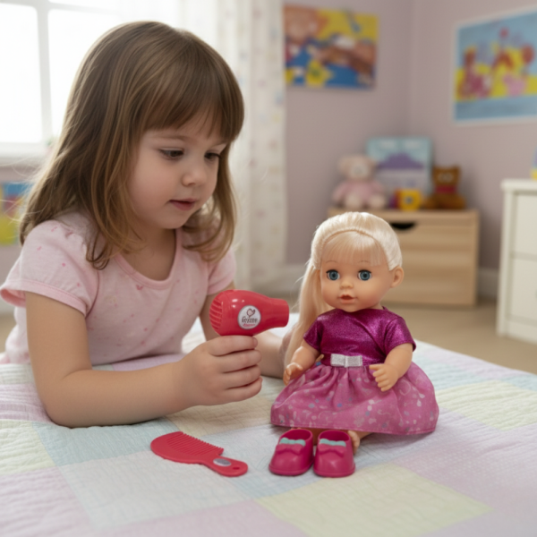 Кукла с мигащи очи, аксесоари и звуци – Идеален подарък за малки принцеси 5