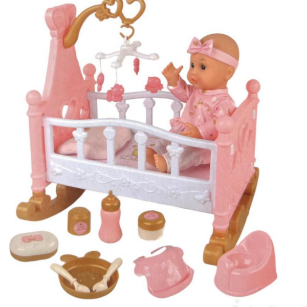 Комплект с бебе и легълце – Идеален подарък с 13 аксесоара за малки принцеси