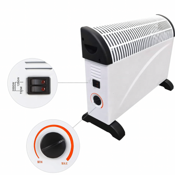 Електрически конвектор 2000 W с термостат – Енергийно ефективен и тих отоплител за всяко помещение