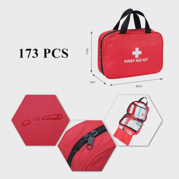 Комплект за първа помощ 173 елемента – Незаменим помощник за пътувания, къмпинг и автомобил 9
